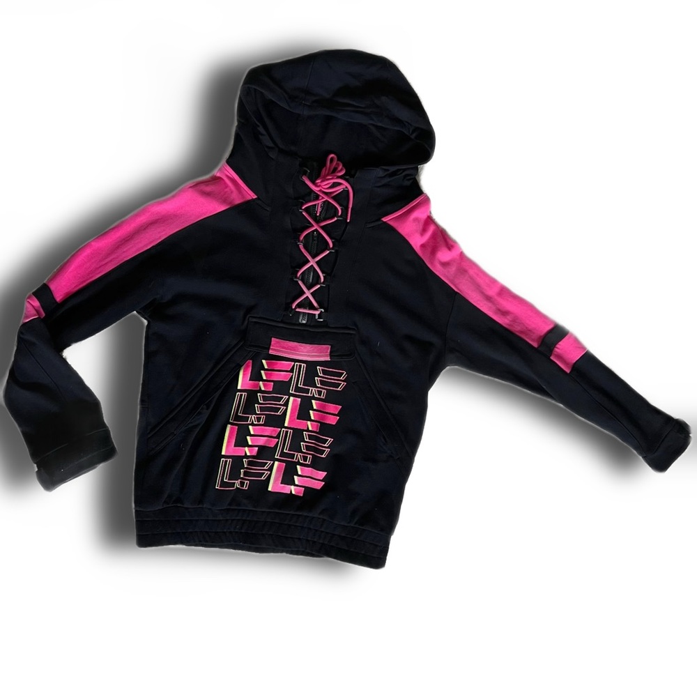 XS Black & Pink LF lace up hoodie💕